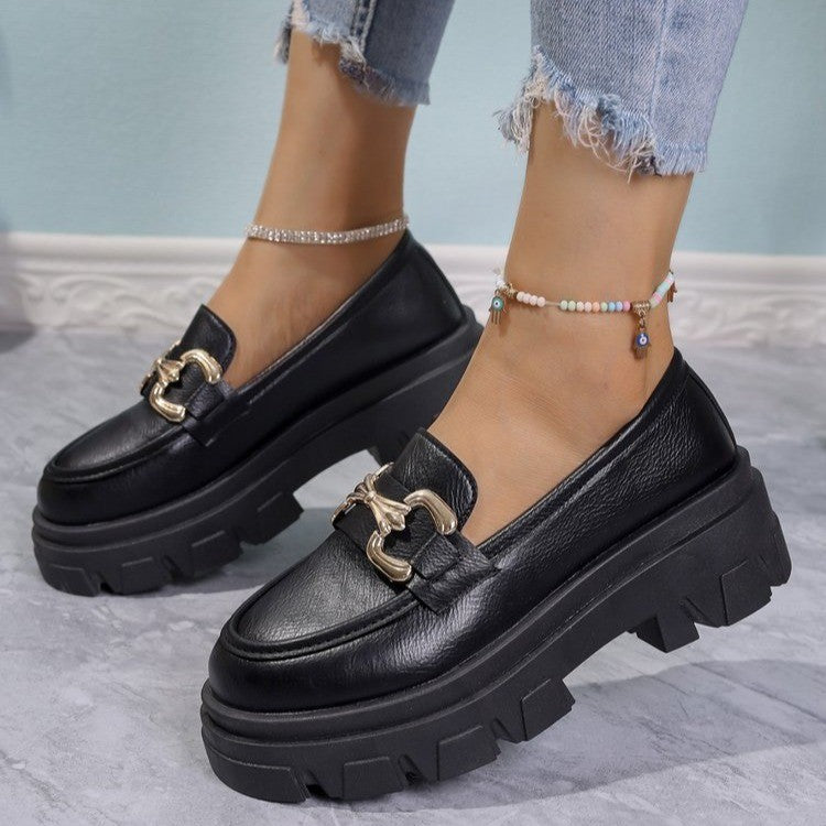 Damen nan Chunky Loafer mit profilierter Plateau‑Laufsohle und goldfarbener Zierspange Echo Archiv
