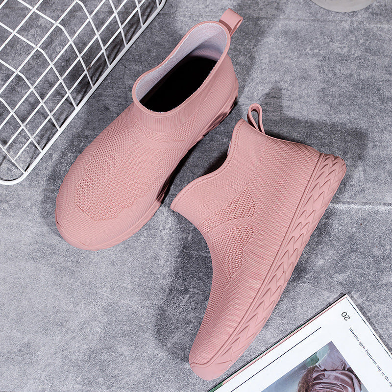Damen Elastischer Strick-Slip-On Ankle-Sneaker mit Profilsohle Echoarhiv