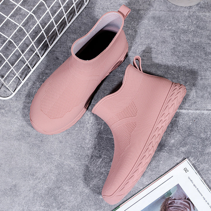 Damen Elastischer Strick-Slip-On Ankle-Sneaker mit Profilsohle Echoarhiv