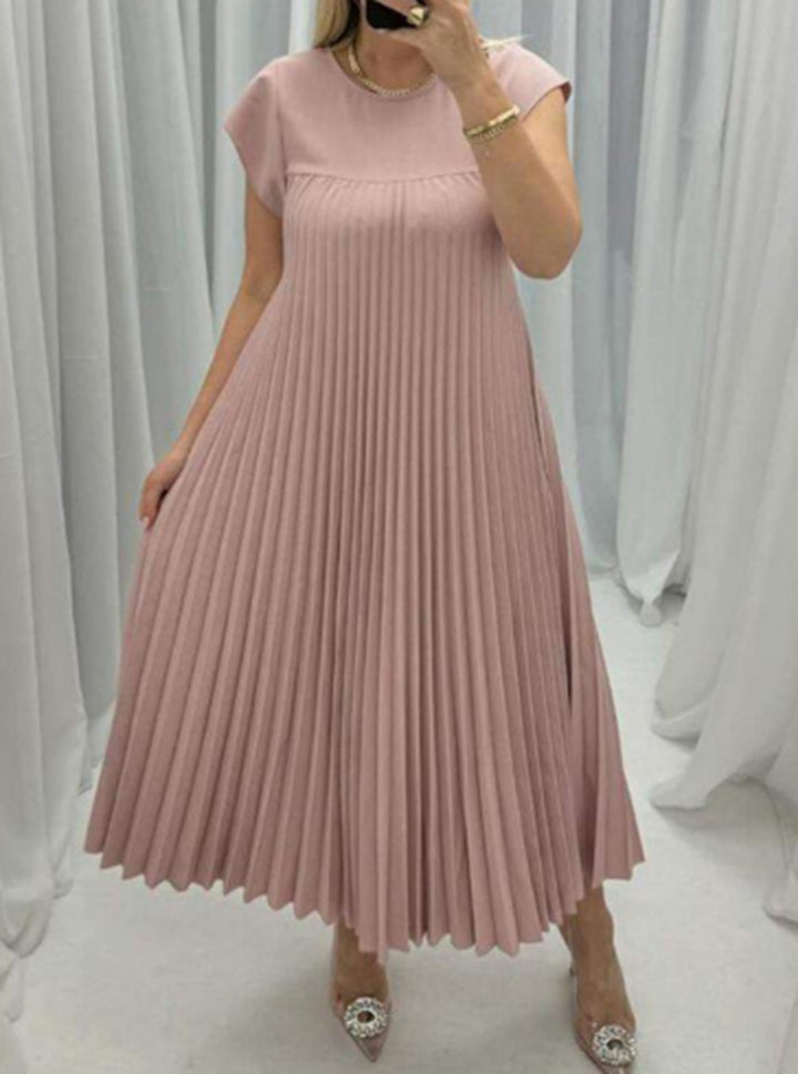 Damen nan fließendes plissiertes Maxikleid mit überschnittenen Schultern und Eingrifftaschen Echo Archiv