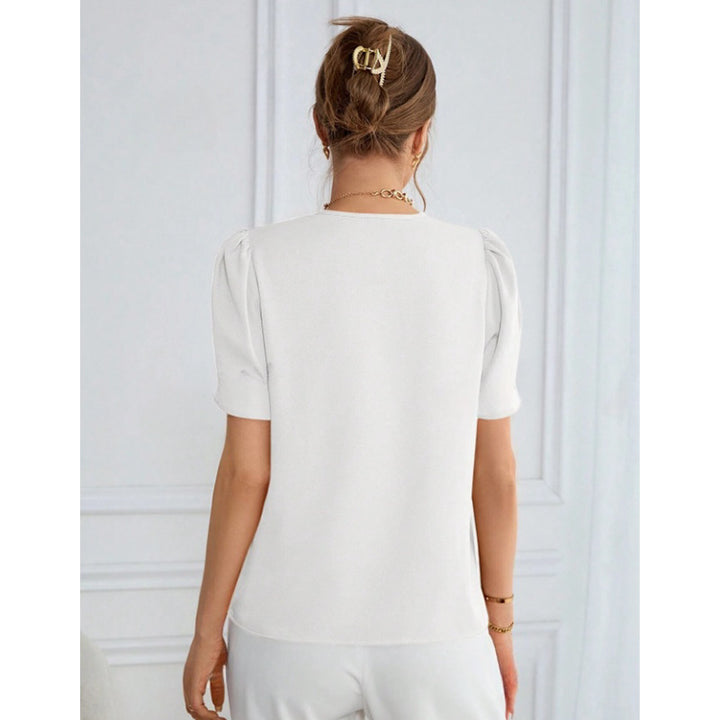 Damen V-Ausschnitt Bluse mit Puffärmeln Echo Archiv