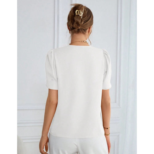 Damen V-Ausschnitt Bluse mit Puffärmeln Echo Archiv