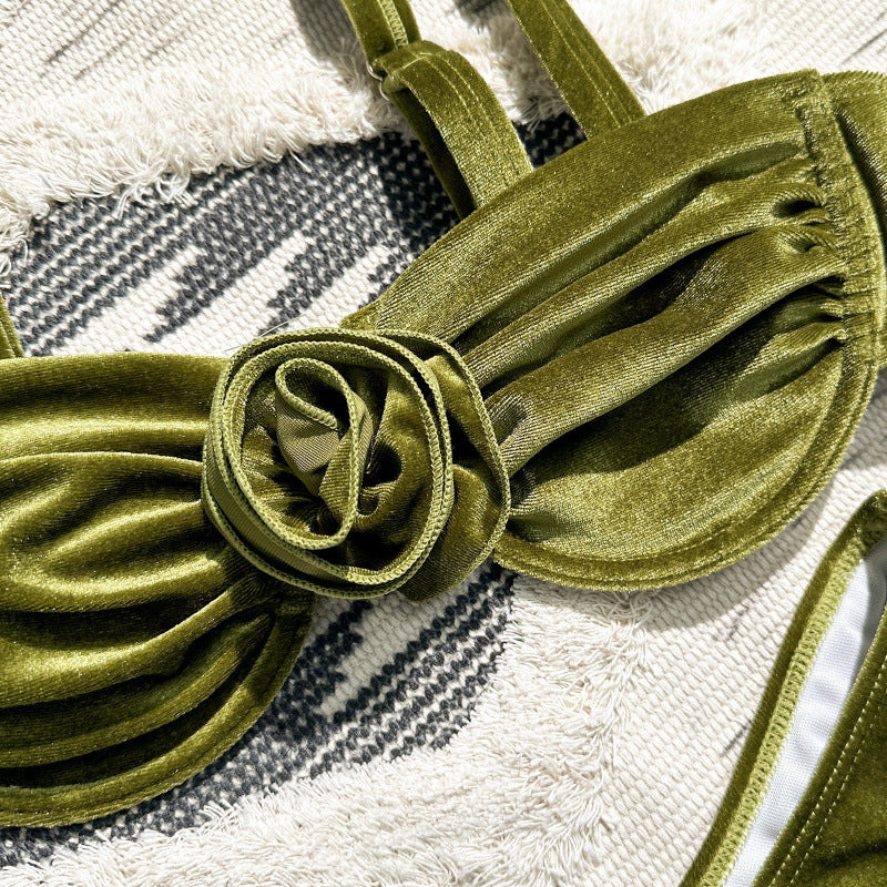 Damen Triangel-Bikini mit verstellbaren Trägern und floralem Detail Echo Archiv