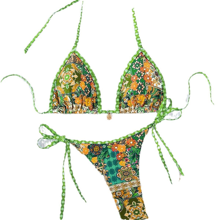 Damen Triangel-Bikini mit buntem floralen Mustermix und verstellbaren Trägern Echo Archiv