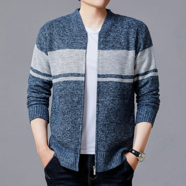 Herren Strickjacke mit modernem Zipper und strukturiertem Design Echoarchiv