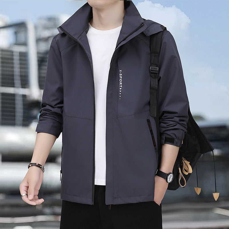 Herren leichte winddichte Sport-Hoodiejacke mit Kapuze, atmungsaktivem Material und verdecktem Reißverschluss Echoarchiv
