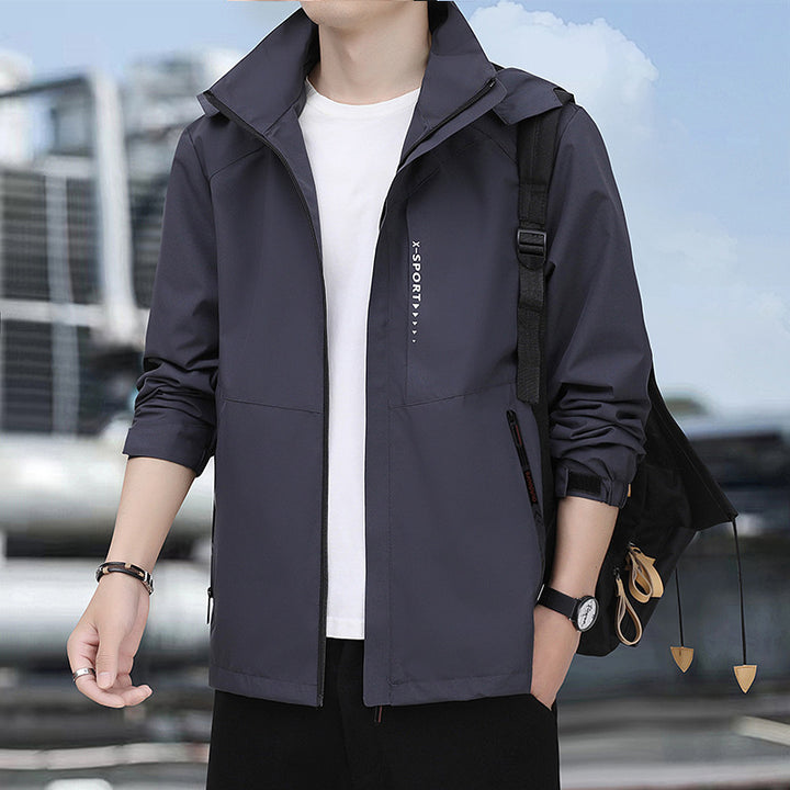 Herren leichte winddichte Sport-Hoodiejacke mit Kapuze, atmungsaktivem Material und verdecktem Reißverschluss Echoarchiv