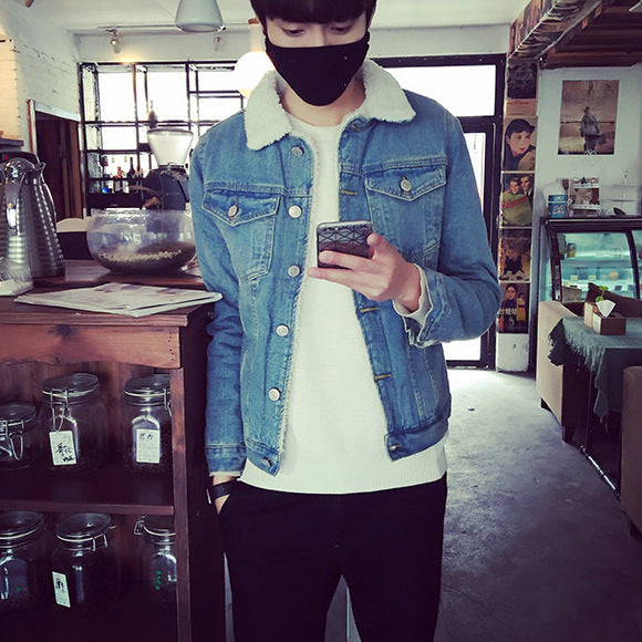 Herren Denimjacke mit Kunstfellkragen Echoarchiv