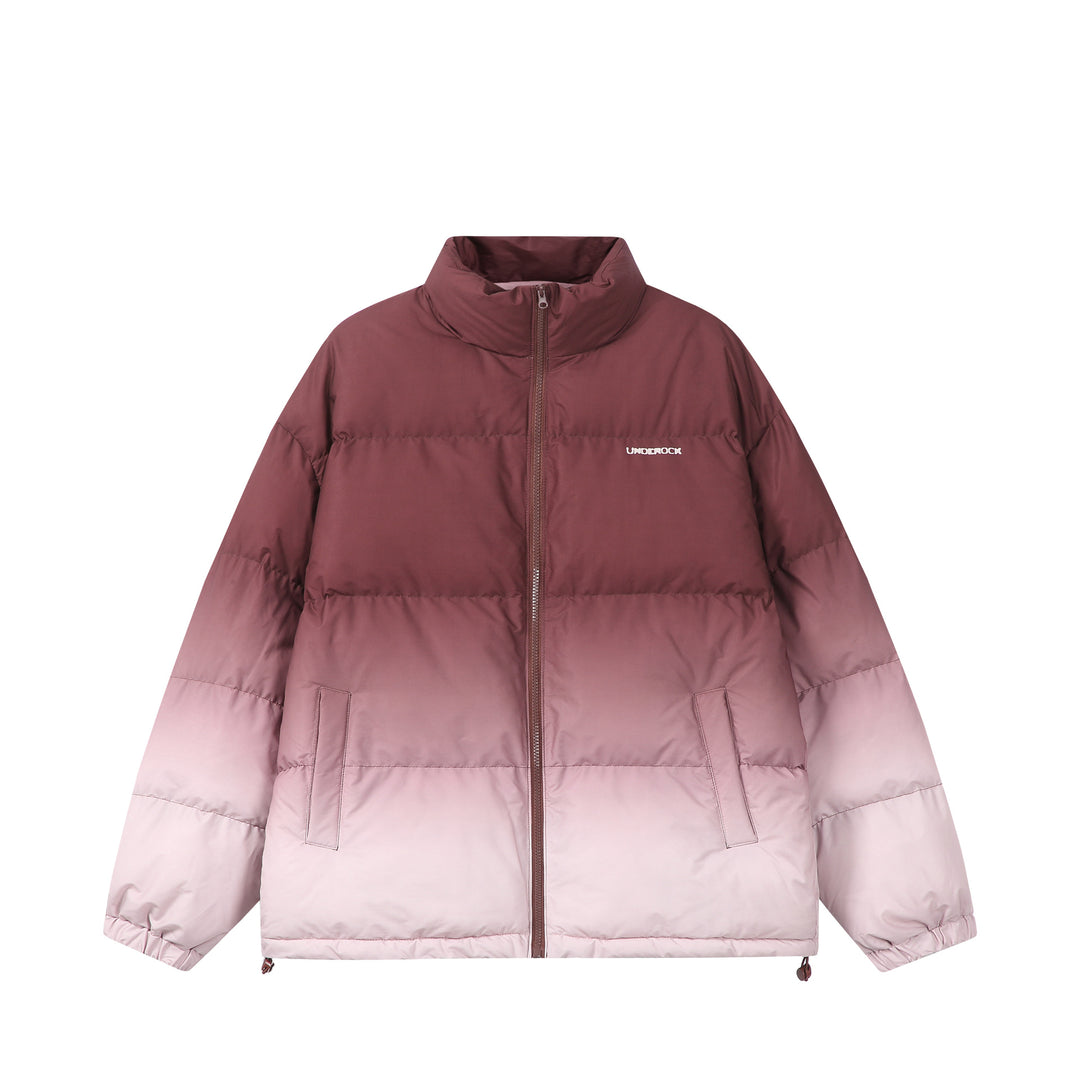Damen Kurz geschnittene wattierte Steppjacke mit hohem Funnelkragen und Ombré-Detail Echoarchiv