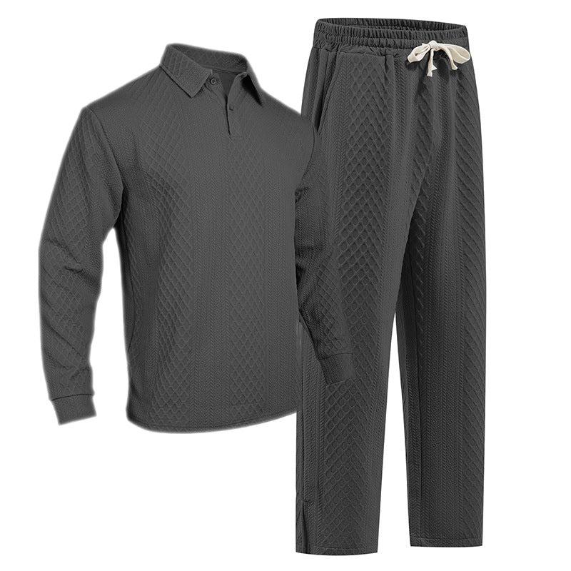 Herren lässiger Strickanzug mit strukturiertem Design und Knopfleiste Echoarchiv