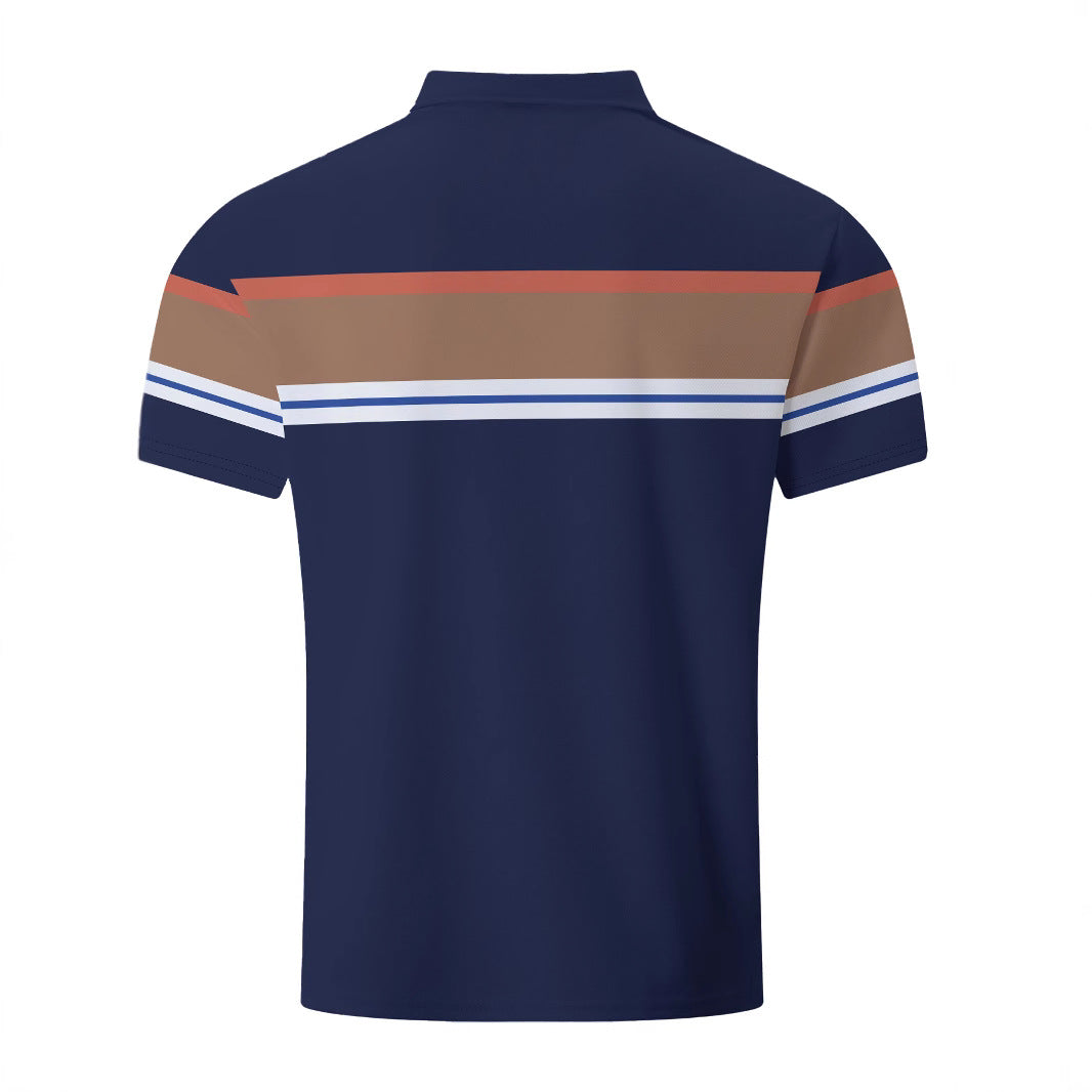 Herren Kurzarm Poloshirt mit modernen Blockstreifen Echoarchiv