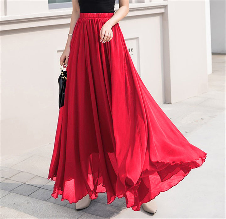 Damen nan Maxi-Chiffonrock mit elastischem Bund und fließender A-Linie Echo Archiv