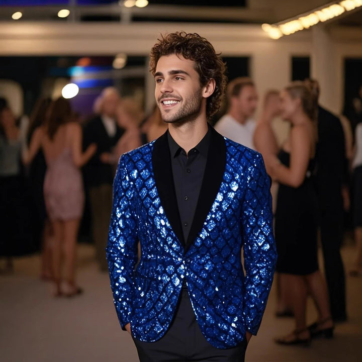 Herren Glamouröser Paillettenblazer mit elegantem Schnitt Echoarchiv