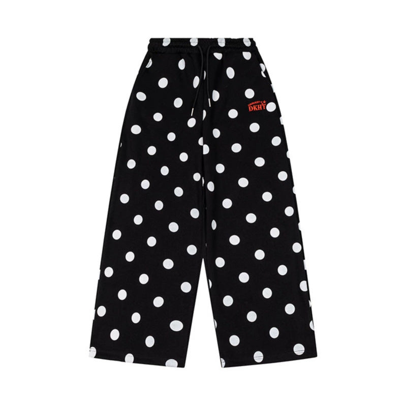 Damen Weite Culotte-Sweathose mit elastischem Komfortbund und Polka-Dot-Print Echoarchiv