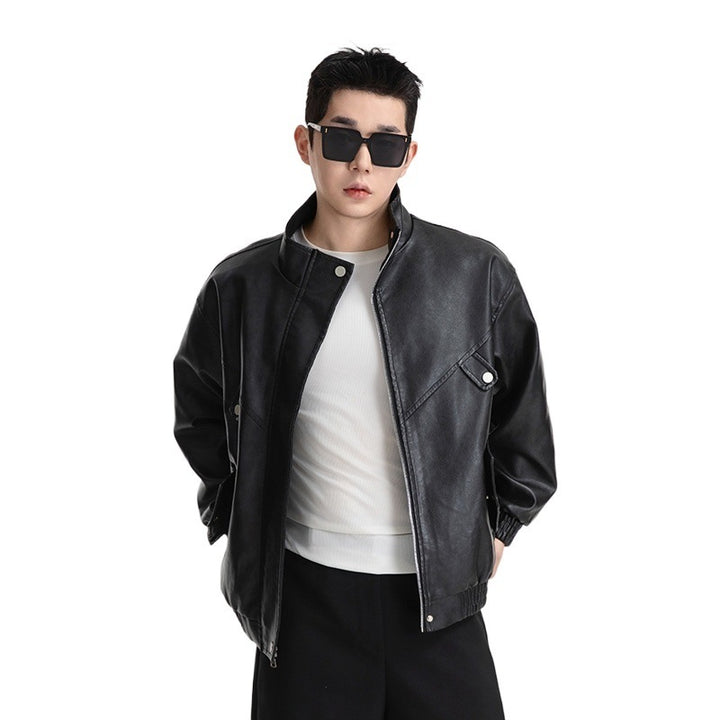 Herren Kunstlederjacke im lässigen Look mit praktischen Pattentaschen Echoarchiv