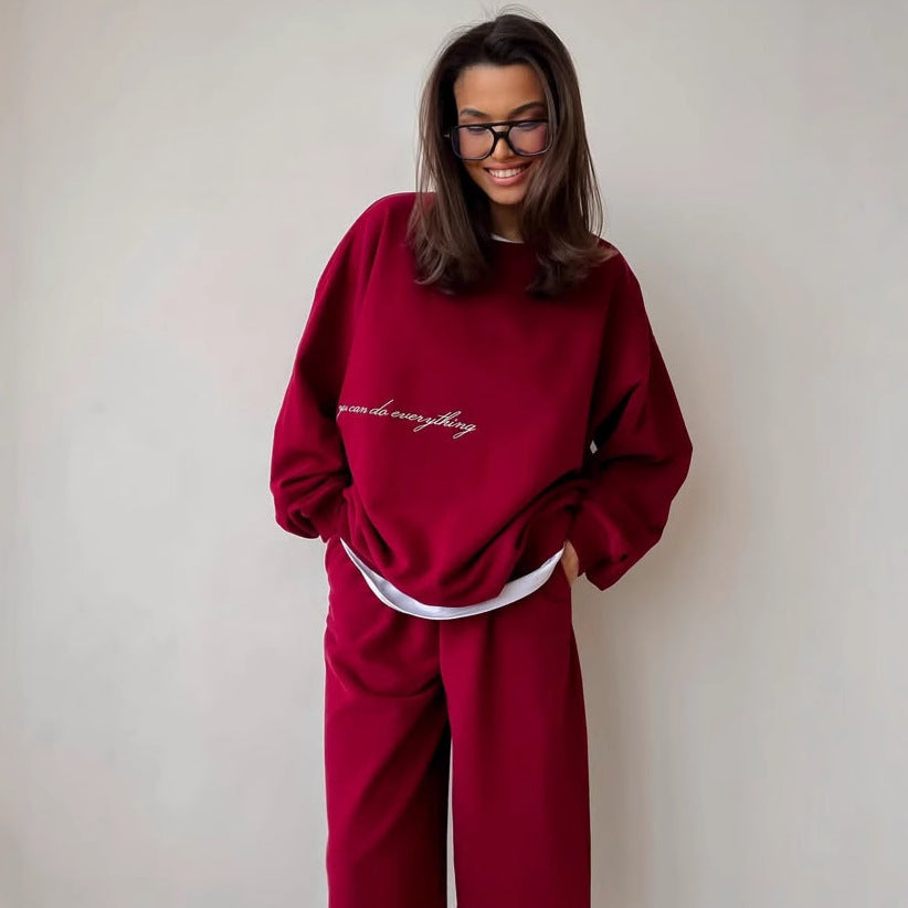 Damen Oversized Sweatshirt und hochgeschnittene Jogginghose Loungewear-Set aus weichem Baumwollfleece mit elastischem Bund – Avérine