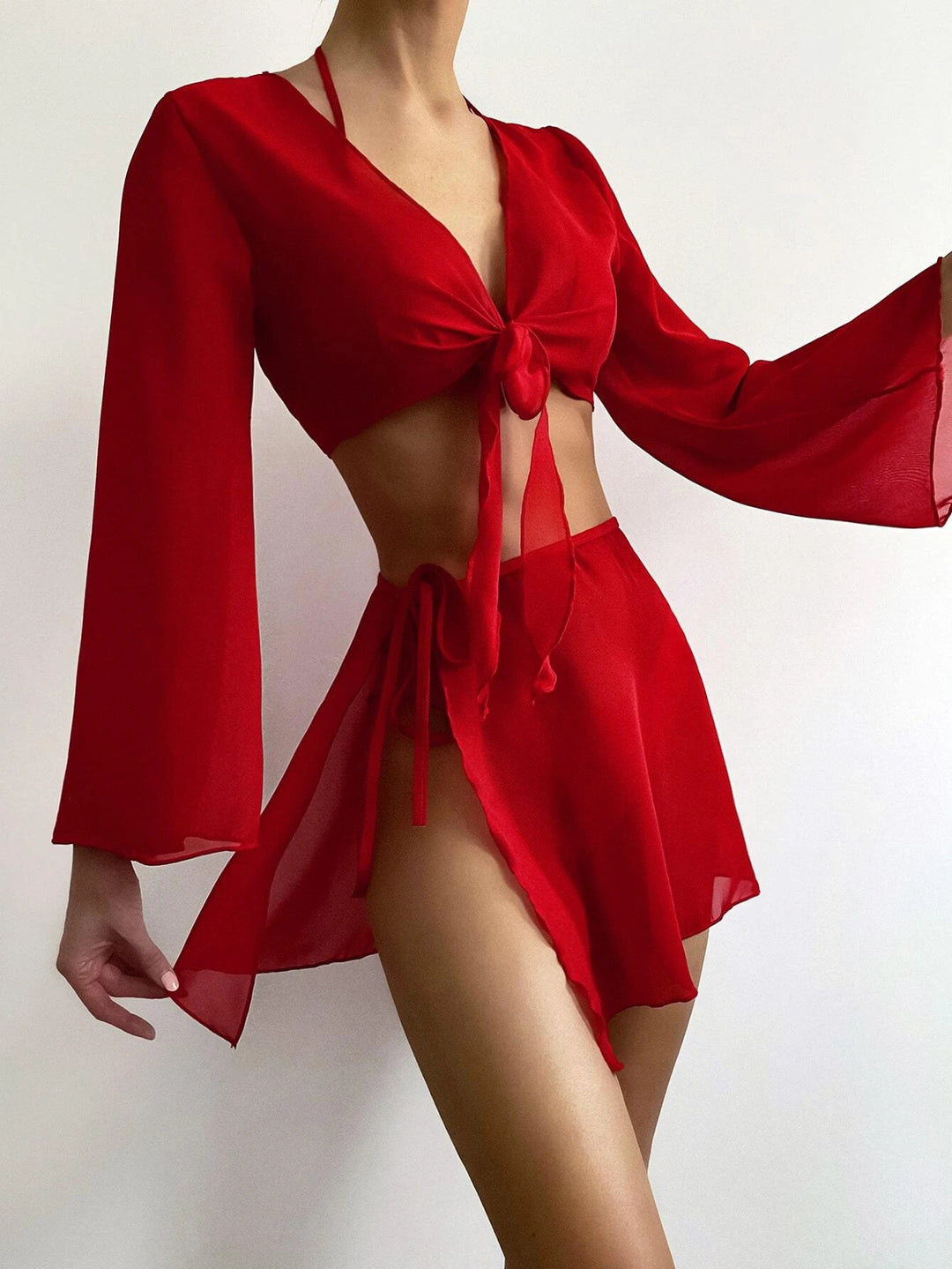 Damen Baumwoll Strandset mit lässigem Wickeldesign Echo Archiv