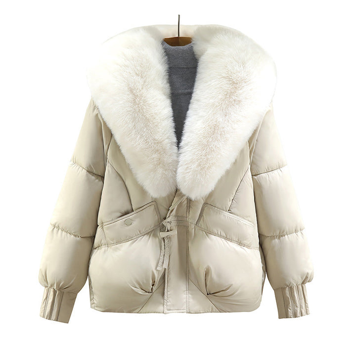 Damen Kurzsteppjacke im Boxy‑Cut mit extra breitem Schalkragen aus Kunstfell und Rippbündchen Echo Archiv