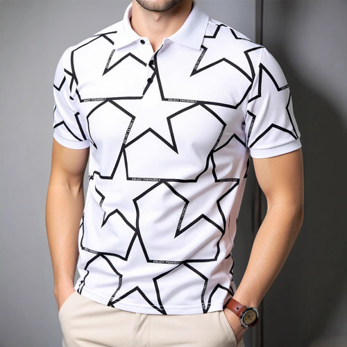 Herren Poloshirt mit modernem Sternen-Design und atmungsaktiven Materialien Echoarchiv