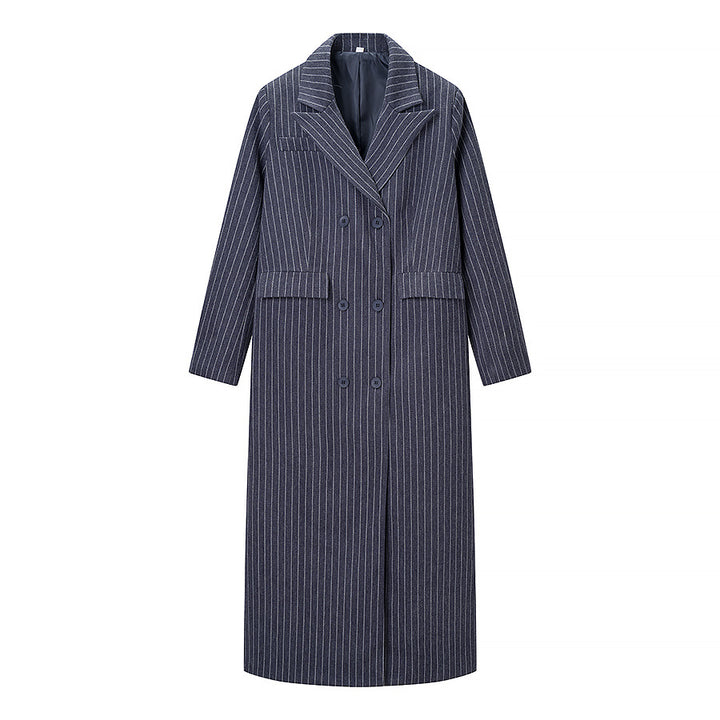 Damen Maximaler Oversize-Mantel im Nadelstreifen-Look mit doppelreihiger Knopfleiste und langen Silhouette Echo Archiv