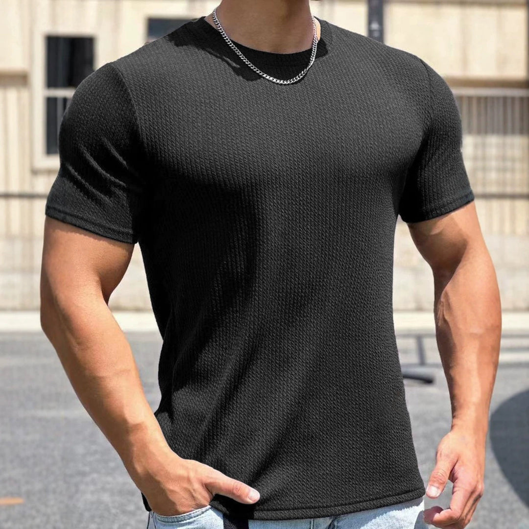 Herren strukturiertes T-Shirt in schlanker Passform mit Rundhalsausschnitt – Marzano