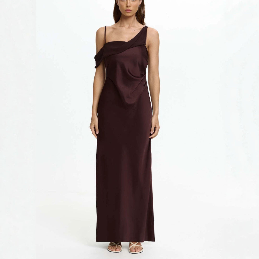 Damen Elegantes Maxikleid mit asymmetrischem Oberteil und fließendem Schnitt Echo Archiv