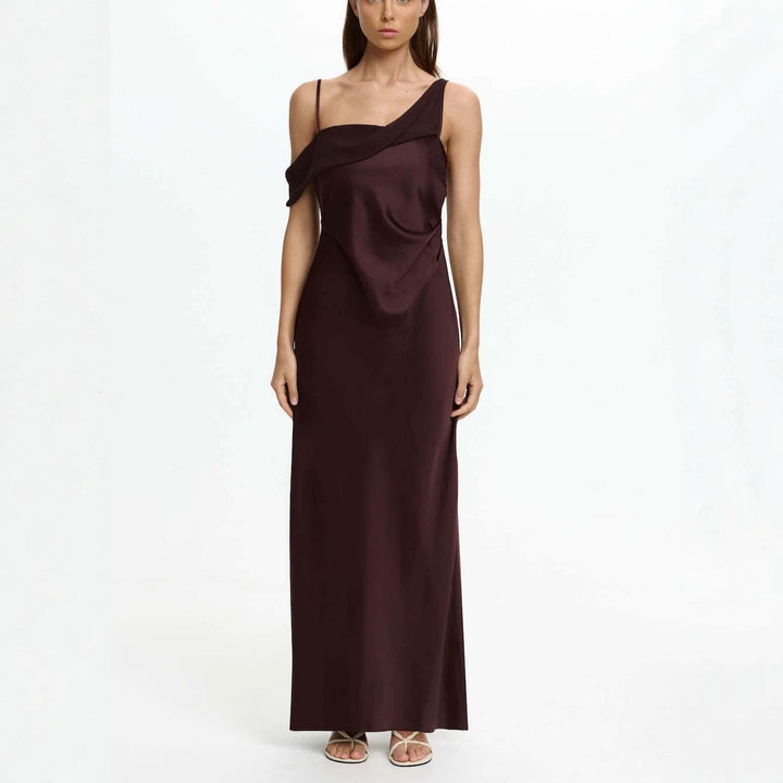 Damen Elegantes Maxikleid mit asymmetrischem Oberteil und fließendem Schnitt Echo Archiv