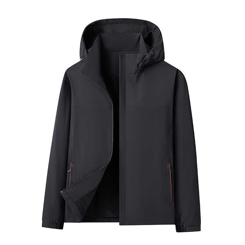 Herren Wasserabweisende Softshell-Jacke mit Kapuze nahtminimaler Optik & Brusttasche Echoarchiv