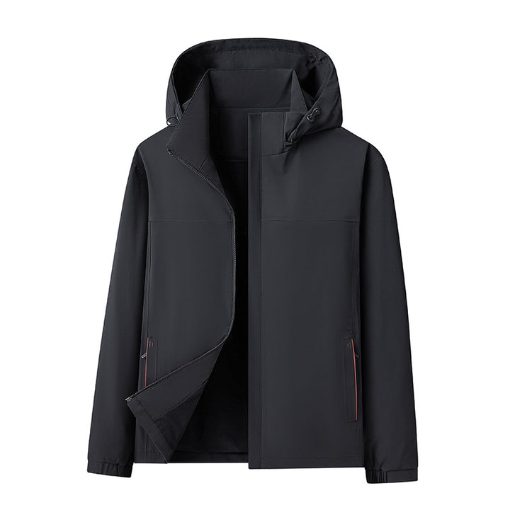 Herren Wasserabweisende Softshell-Jacke mit Kapuze nahtminimaler Optik & Brusttasche Echoarchiv