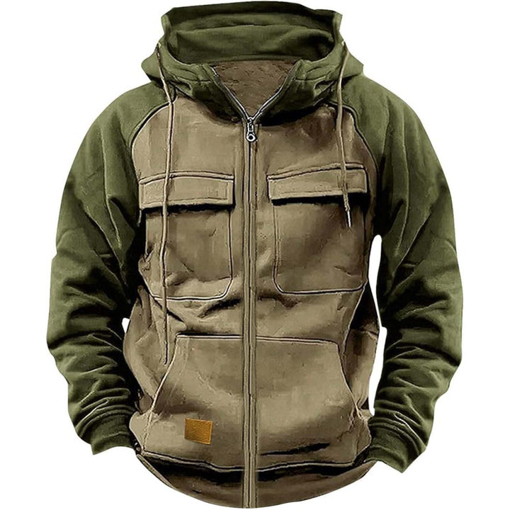Herren nan Utility-Kapuzenjacke mit Materialmix, Brusttaschen und Reißverschluss Echo Archiv