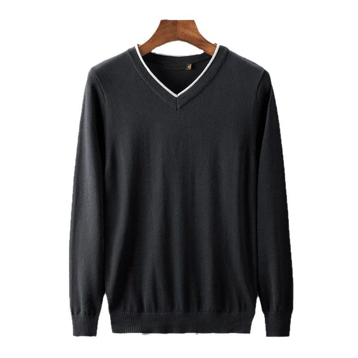 Herren V-Ausschnitt Pullover mit kontrastierendem Kragen Echoarchiv