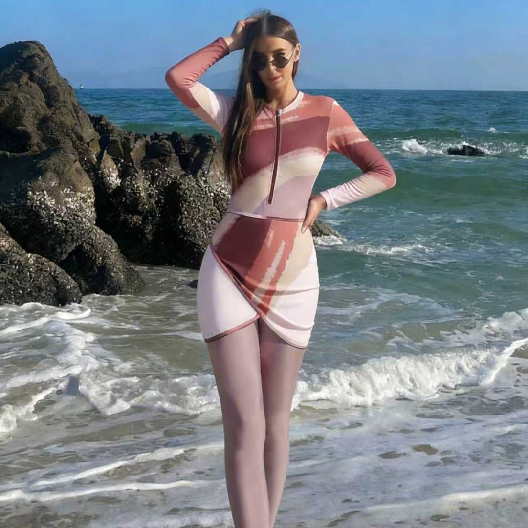 Damen Modischer Surfanzug mit Zip und elegantem Rock Echo Archiv