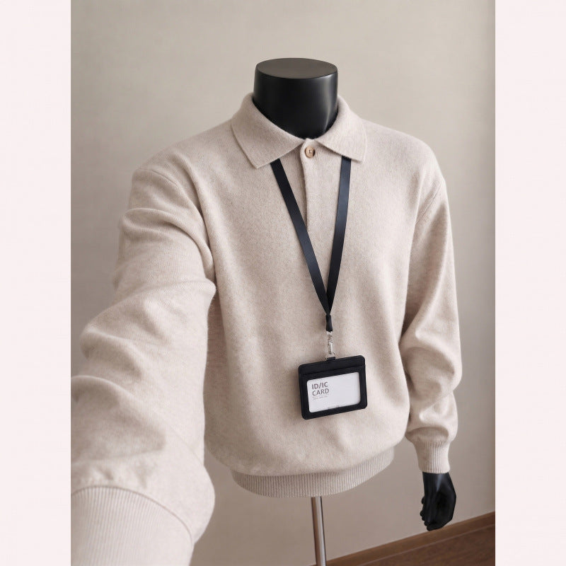 Herren Lässiger Strickpullover mit Polokragen – Norvane