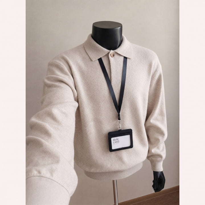 Herren Lässiger Strickpullover mit Polokragen – Norvane