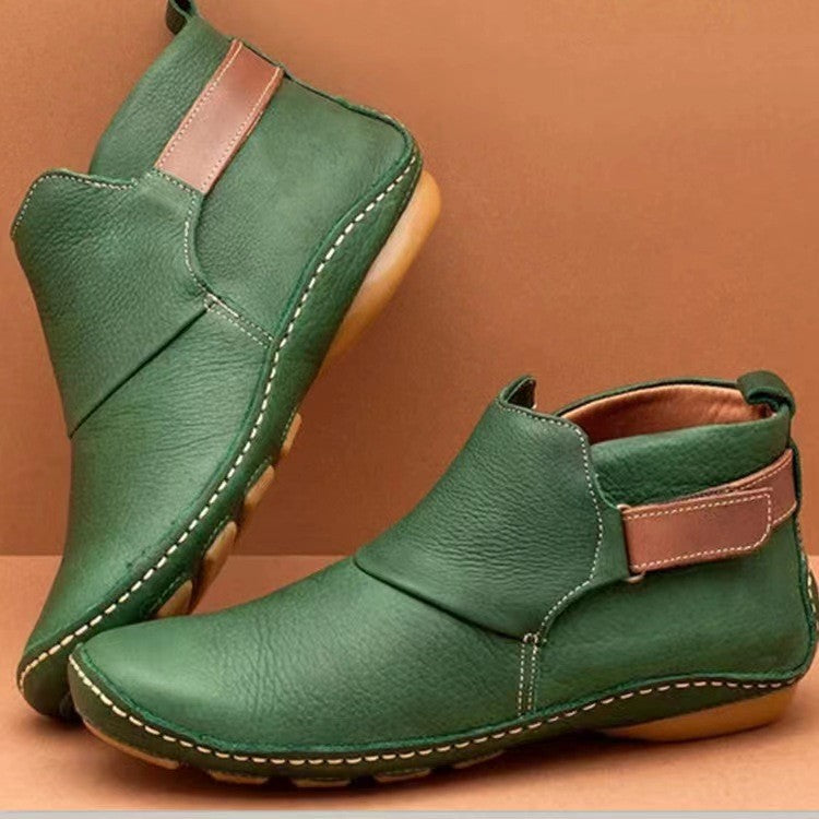 Damen Weiche Leder‑Stiefelette mit Klettverschluss, ergonomischer Laufsohle und gepolstertem Fußbett – Varelle