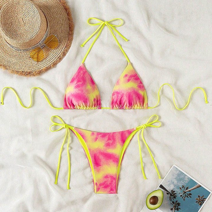 Damen Triangel Bikini mit verstellbaren Bindebändern und raffiniertem Rüschendesign Echo Archiv