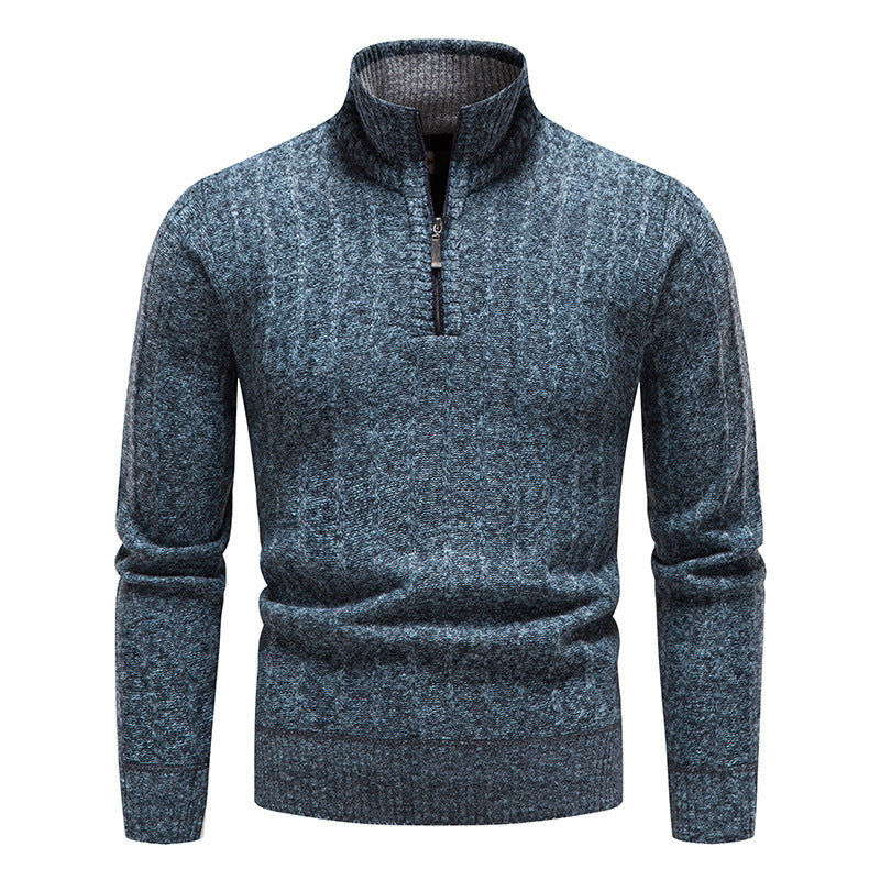 Herren modischer Strickpullover mit halbem Reißverschluss Echoarchiv