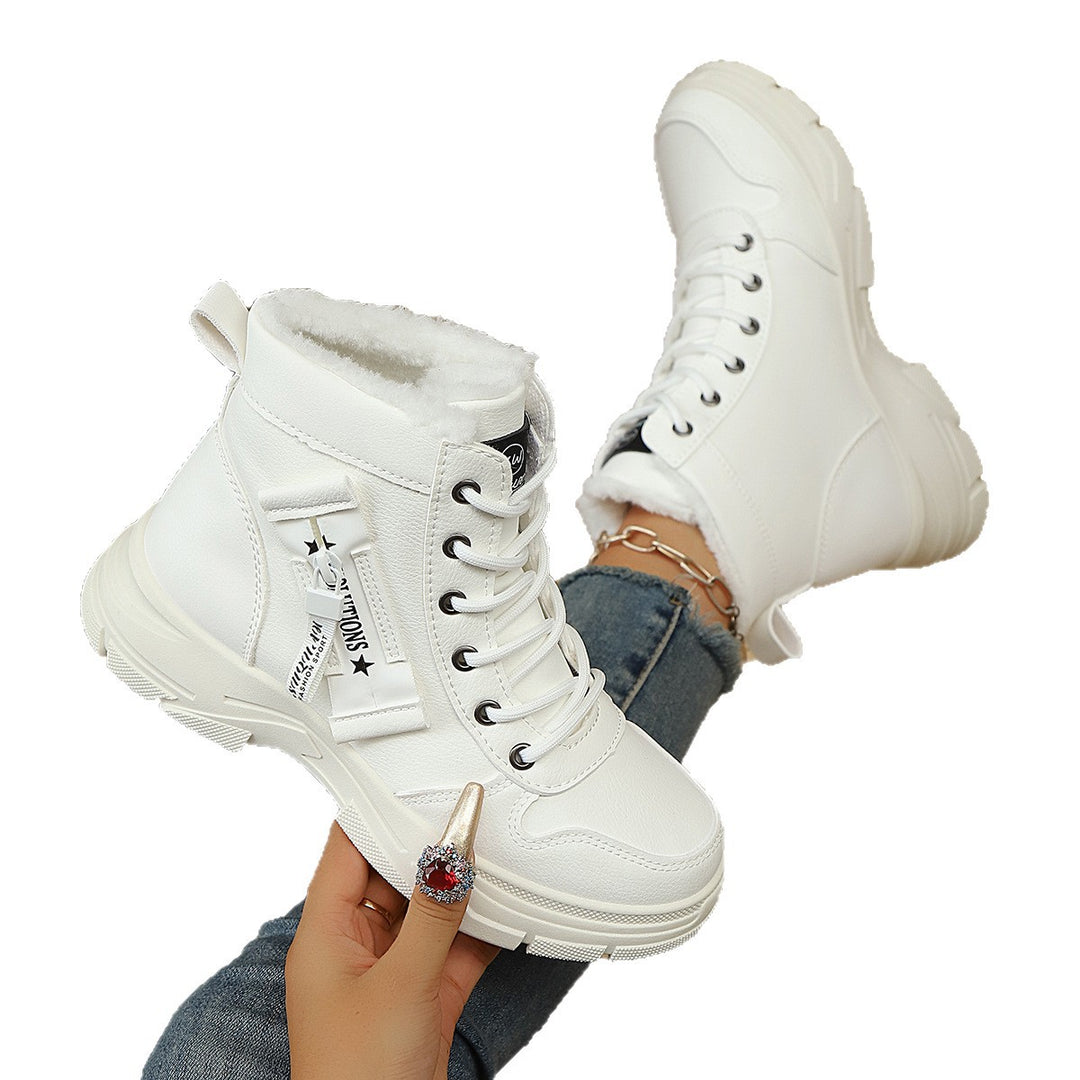 Damen Gefütterte Schnür-Stiefelette mit dicker Profilsohle und Seitenreißverschluss Echo Archiv