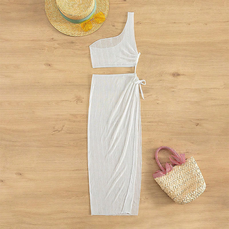 Damen Elegantes Strandkleid mit hohem Schnitt und Wickeldetail Echo Archiv