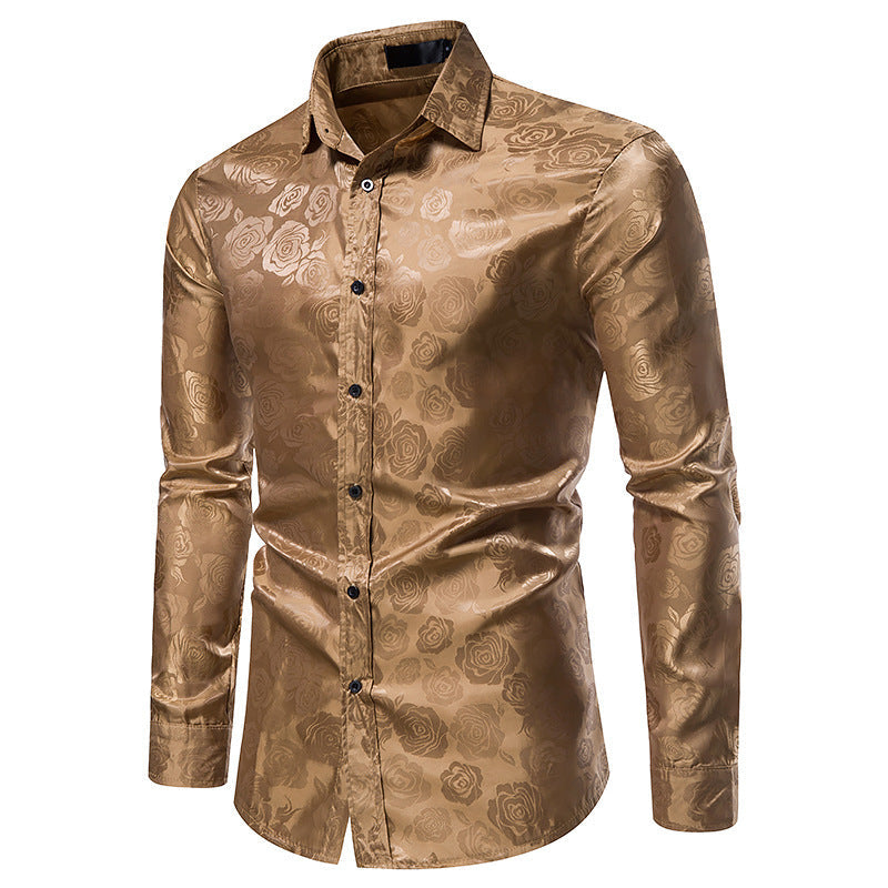 Herren Hemd mit floralen Prägungen und elegantem Glanz Echoarchiv