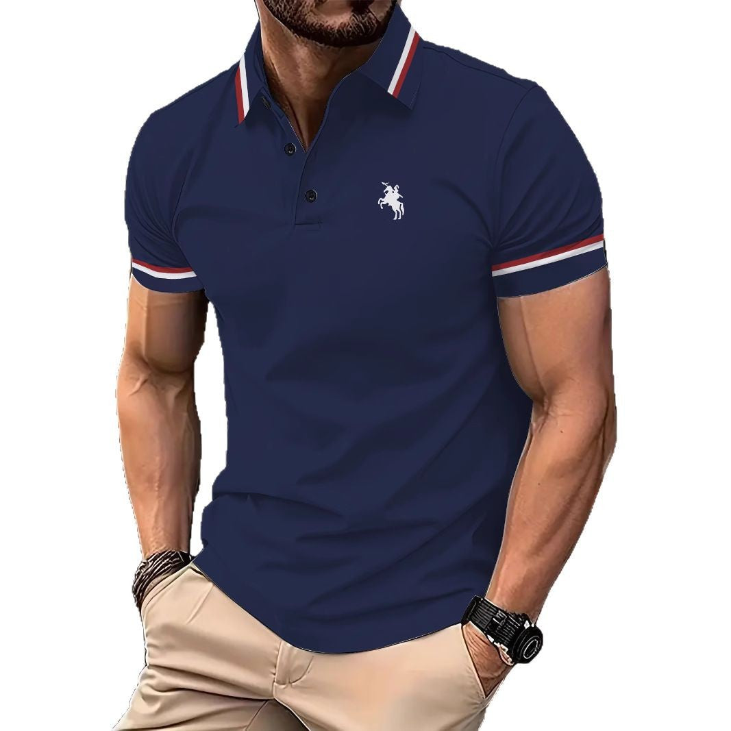 Herren Sportliches Poloshirt mit modernem Kragen und Kontraststreifen Echoarchiv