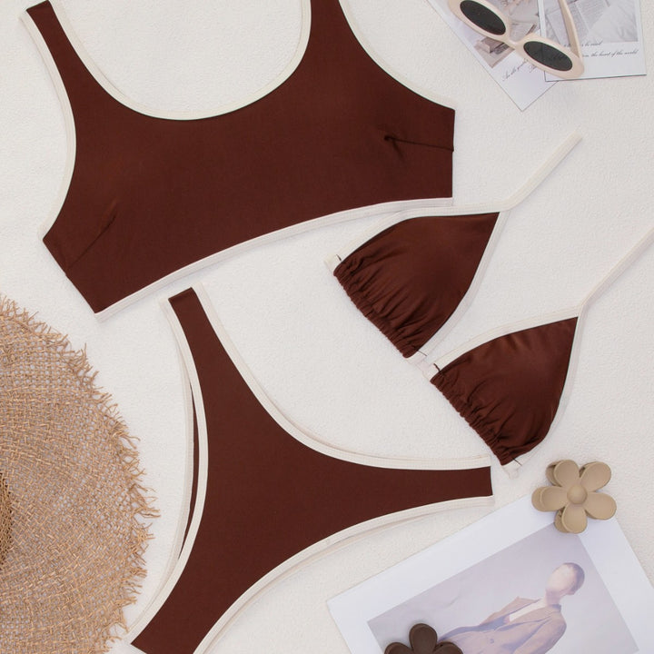 Damen Triangel-Bikini-Set mit verstellbaren Bindebändern und kontrastierenden Akzenten Echo Archiv
