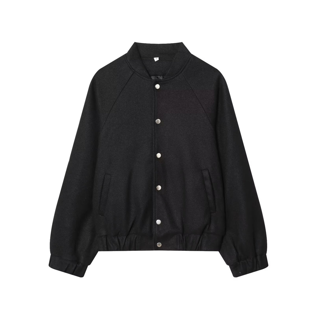 Damen Oversized Wollmix-Bomberjacke mit Raglanärmeln und Kordelzugsaum Echo Archiv