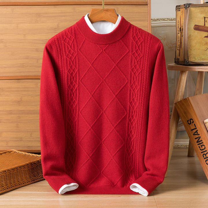 Herren hochwertiger Strickpullover mit diamantartigem Muster Echoarchiv
