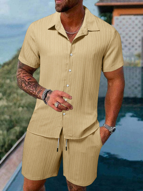 Herren lässiges Urlaubs-Hemd und Shorts Set Echoarchiv