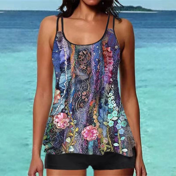 Damen Tankini-Oberteil mit floralem Design und Rückenriegel Echo Archiv