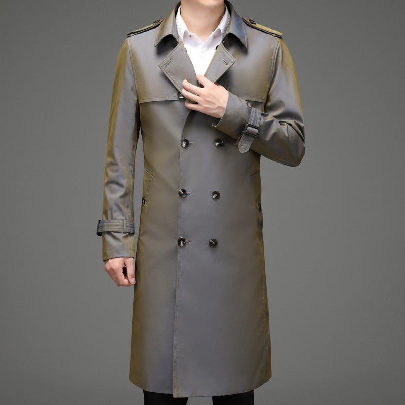 Herren modischer Trenchcoat mit doppelter Knopfreihe und praktischen Taschen Echoarchiv