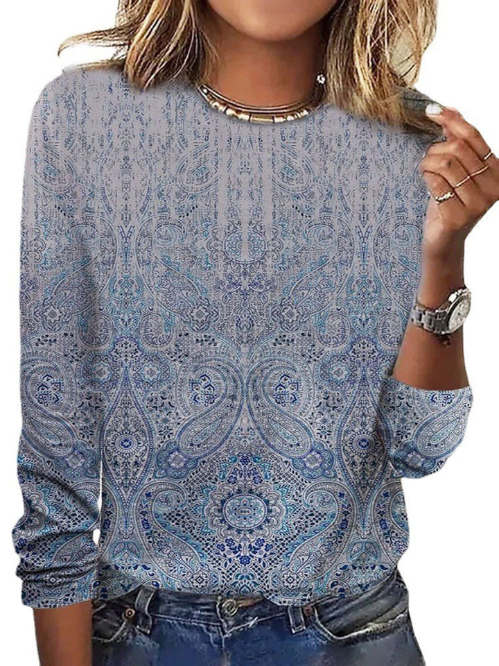 Damen Langärmeliges Oversize-Sweatshirt mit abstraktem Aquarell-Mosaikprint – Avérine