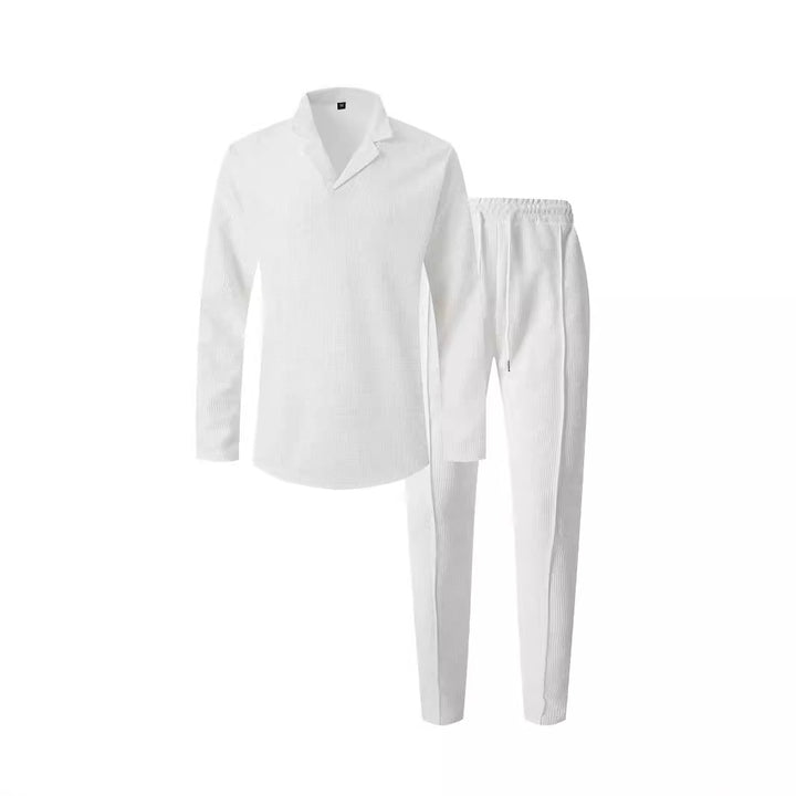 Herren sportliches Freizeit-Set mit gemütlichem Kragen und elastischen Hosen Echoarchiv