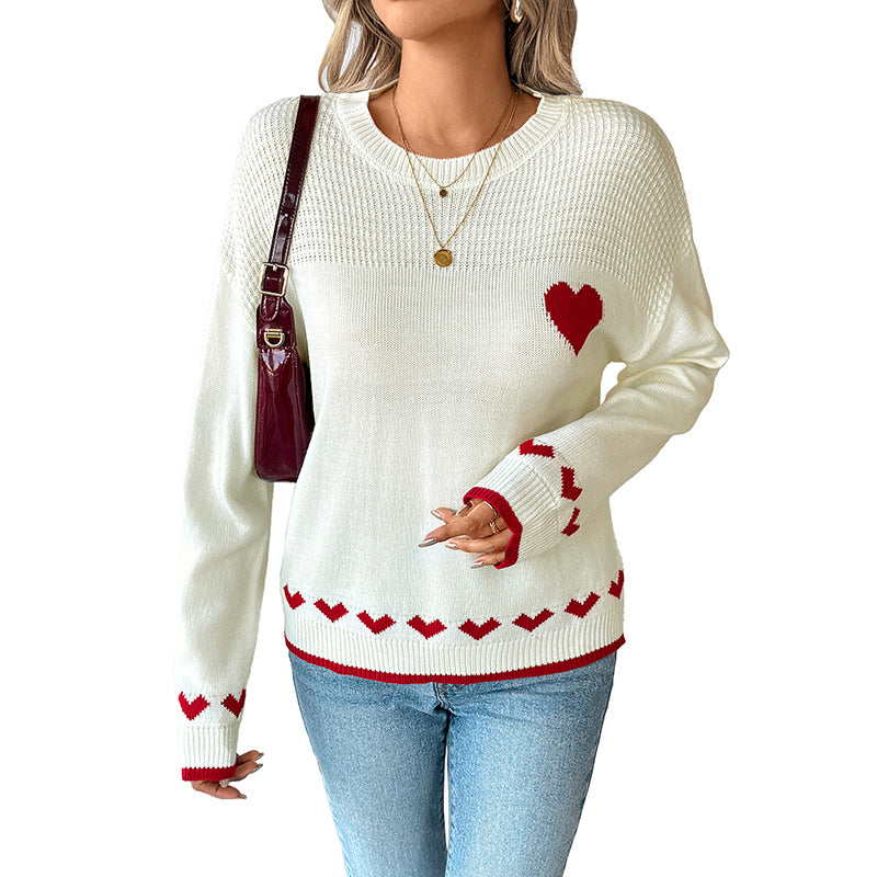 Damen Verspielter Strickpullover mit Herzmotiven Echo Archiv